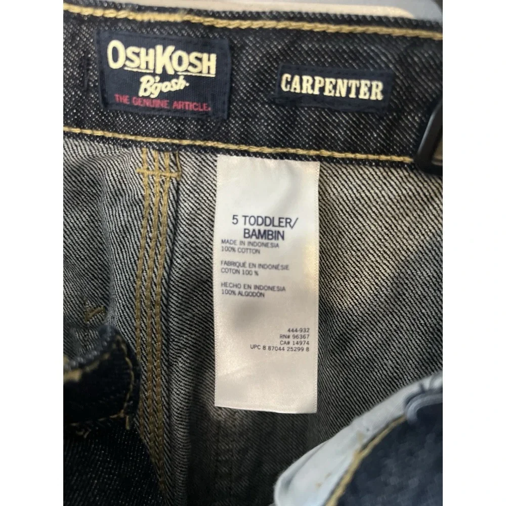 OshKosh B'gosh Carpenter Jeans Kids 5T Dark Blue NEW E-Z Adjust Waist Utility